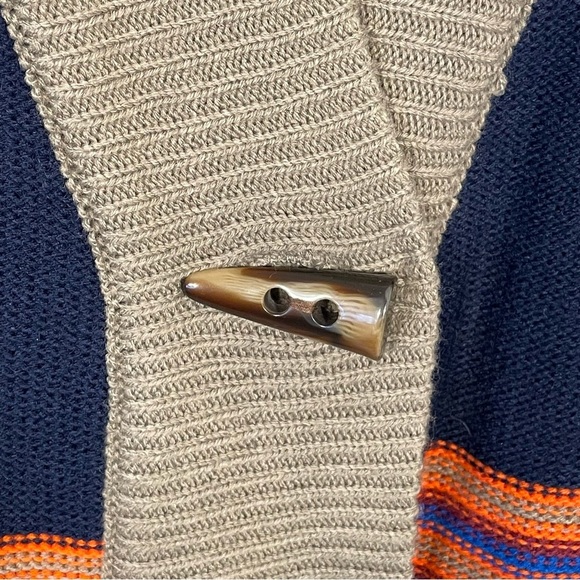 Woman Within Sz 14/16 Navy Tan Striped Horn Button Tunic Cardigan - Picture 5 of 11